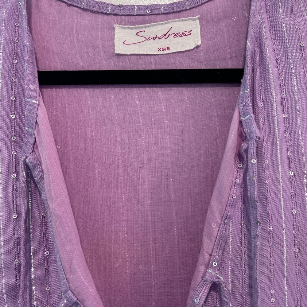 SUNDRESS Neo Long Roma Dress Lavender XS/S Boho Sequins Tiered Ruffled - Picture 3 of 11
